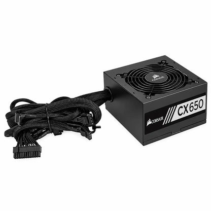 Corsair CX Series CX650 650W 80 PLUS Bronze Power Supply with bundled black sleeved non modular cables tpstech.in