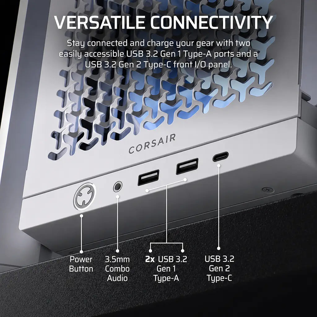 CORSAIR FRAME 4000D LCD RS ARGB White Mid-Tower PC Case with USB 3.2 Gen 2 Type-C, dual USB Type-A ports and front audio connectivity -tpstech.in