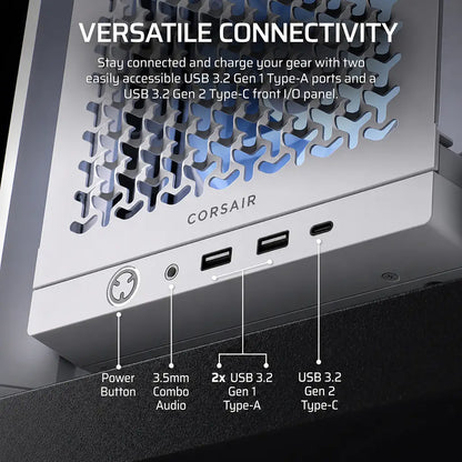 CORSAIR FRAME 4000D LCD RS ARGB White Mid-Tower PC Case with USB 3.2 Gen 2 Type-C, dual USB Type-A ports and front audio connectivity -tpstech.in