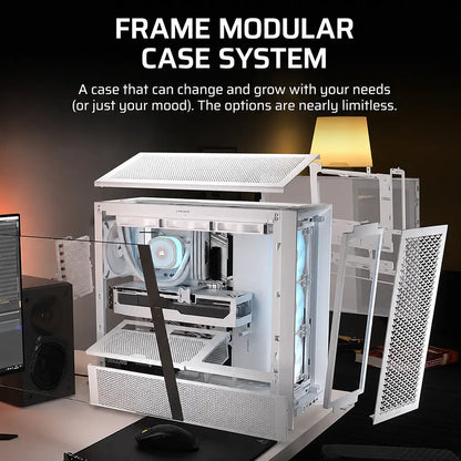 CORSAIR FRAME 4000D LCD RS ARGB White modular PC case with removable panels and customizable FRAME modular case system design -tpstech.in