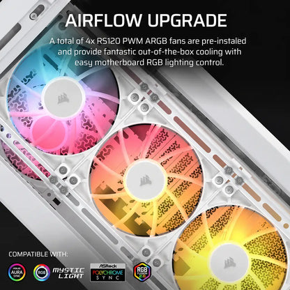 CORSAIR FRAME 4000D LCD RS ARGB White PC Case with four pre-installed RS120 PWM ARGB fans for efficient cooling and synchronized RGB lighting -tpstech.in