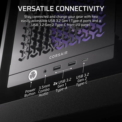 CORSAIR FRAME 4000D RS ARGB Mid-Tower PC Case Black featuring USB 3.2 Gen 2 Type-C, dual USB 3.2 Gen 1 Type-A ports and 3.5mm audio combo jack -tpstech.in