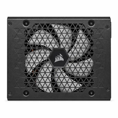 Corsair HX Series HX1200i 3.0 SMPS 1200W Fully Modular Power Supply top view showing triangular mesh cooling fan grille tpstech.in