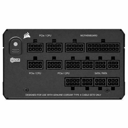 Corsair HX Series HX1200i 3.0 SMPS 1200W Fully Modular Power Supply rear connector interface with iCUE port and PCIe CPU sockets tpstech.in