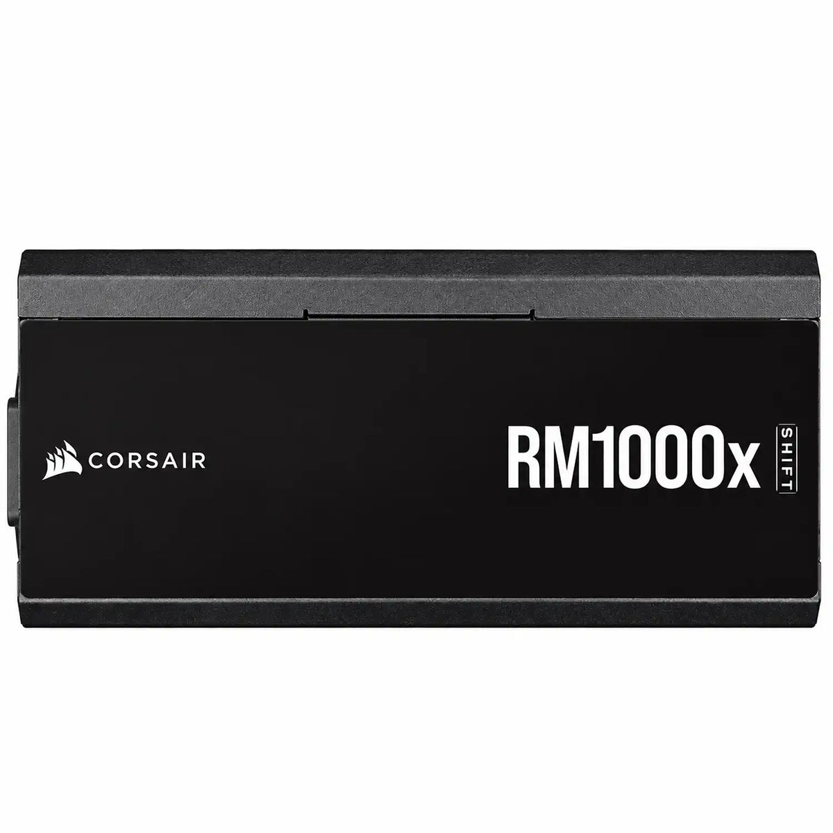 Corsair RM1000X Shift 1000W 80 Plus Gold ATX 3.1 SMPS matte black side panel with Corsair RM1000x Shift logo tpstech.in