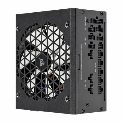 Corsair RM1000X Shift 1000W 80 Plus Gold ATX 3.1 SMPS side interface modular ports and white intake fan tpstech.in