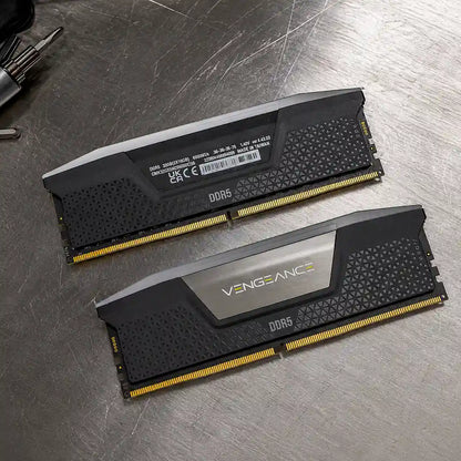 Corsair Vengeance 64GB (2x32GB) DDR5 RAM 6000MHz CL40 Desktop Memory showing front and rear sides with product label and gold contacts -tpstech.in