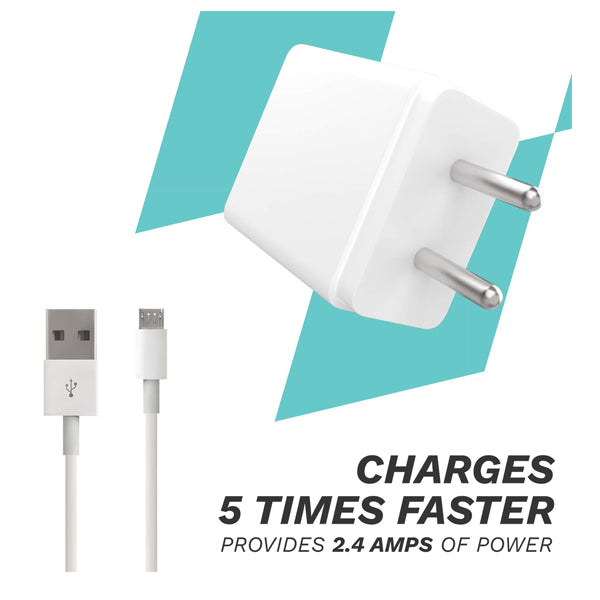 CORSECA Flash 24W 2.4A Mobile Charger with Detachable Cable - White