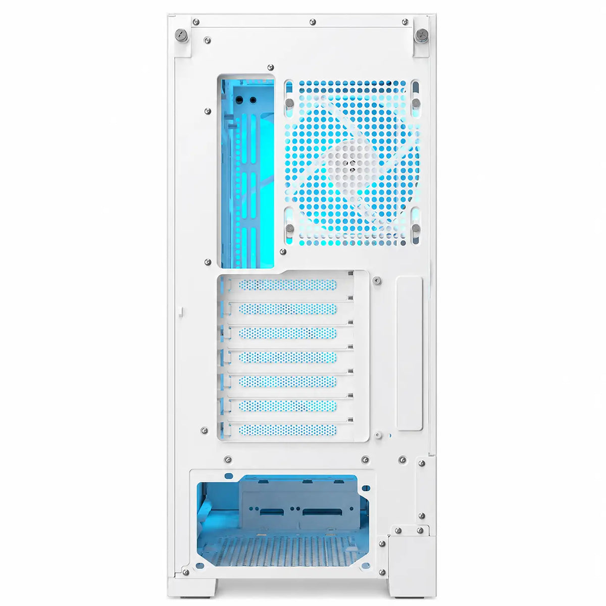 COUGAR AIRFACE 180 White Mid Tower PC case showing rear ventilation, expansion slots and internal fan layout -tpstech.in