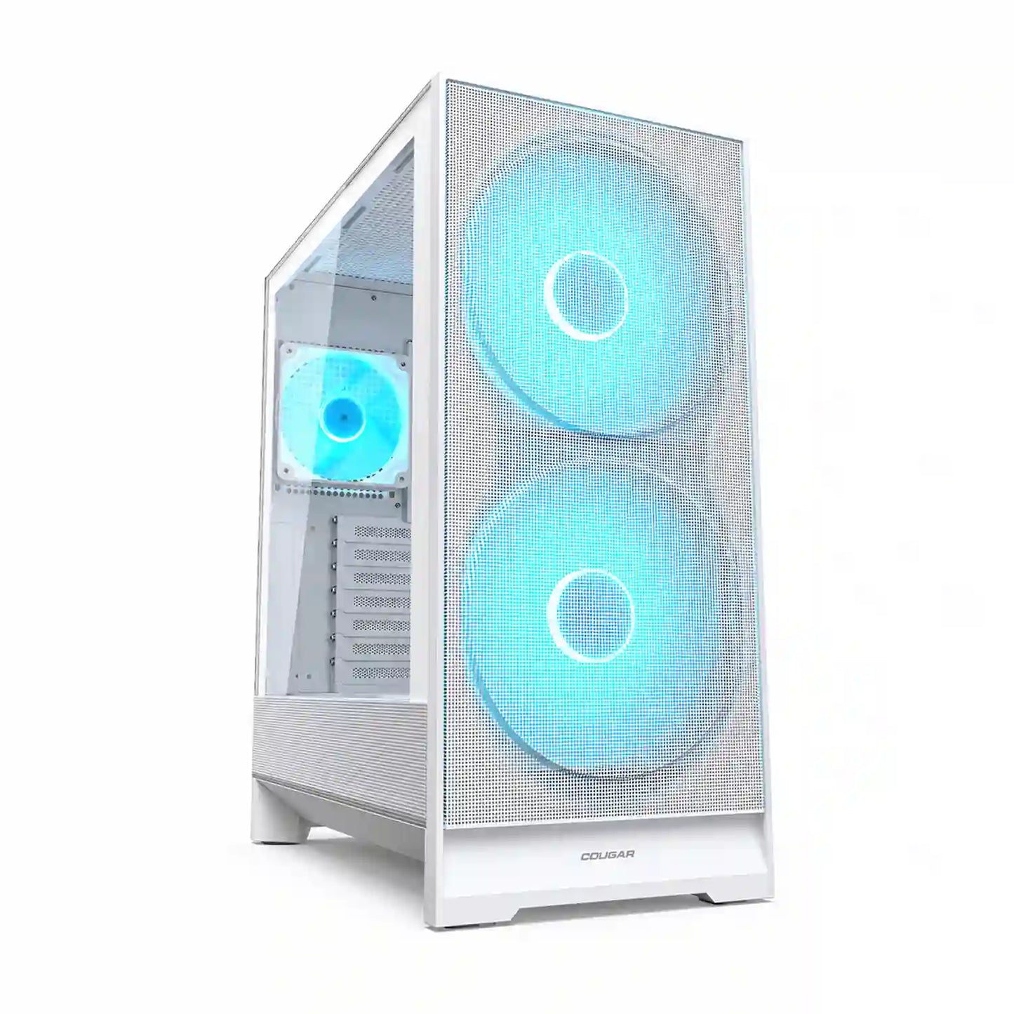 COUGAR AIRFACE 180 White Mid Tower PC Case front view with dual 180mm ARGB fans -tpstech.in