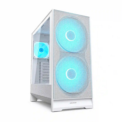 COUGAR AIRFACE 180 White Mid Tower PC Case front view with dual 180mm ARGB fans -tpstech.in