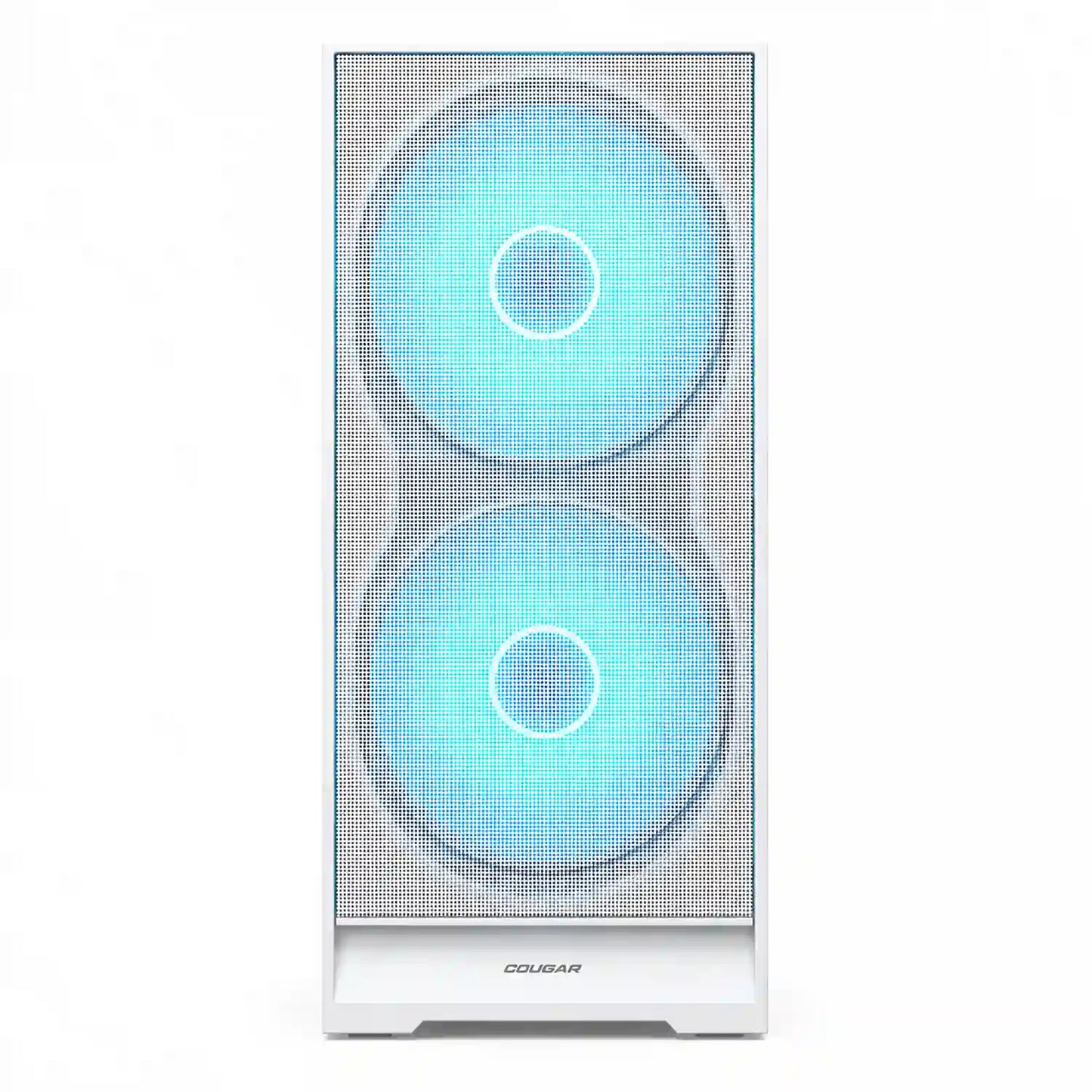 COUGAR AIRFACE 180 White PC case showing dual 180mm ARGB front fans and mesh panel -tpstech.in