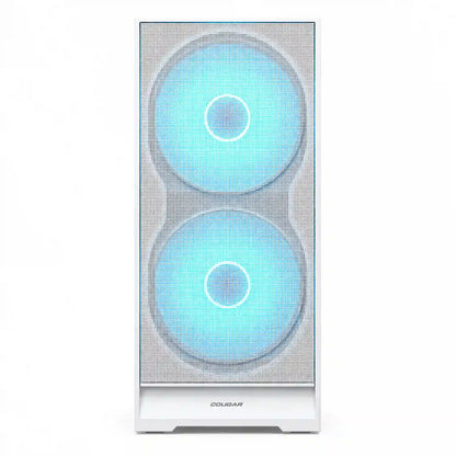 COUGAR AIRFACE 180 White PC case showing dual 180mm ARGB front fans and mesh panel -tpstech.in