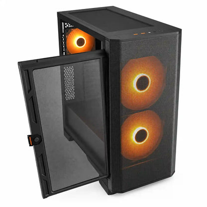 COUGAR Airface Flo RGB Black gaming PC case with tempered glass side panel and dual front ARGB fans -tpstech.in