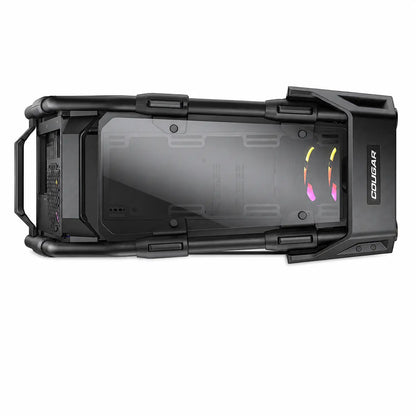 COUGAR Cratus PC case bottom view showing tempered glass panel, ARGB lighting and chassis frame -tpstech.in