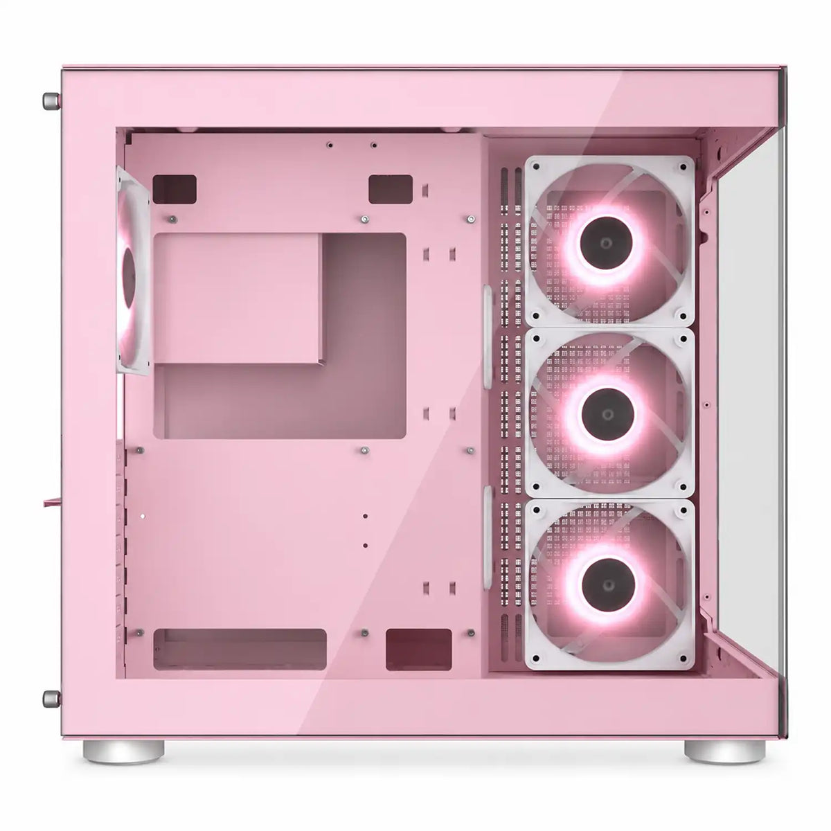 COUGAR FV150 RGB Pink mid tower PC case motherboard side with ARGB fans and glass panel -tpstech.in