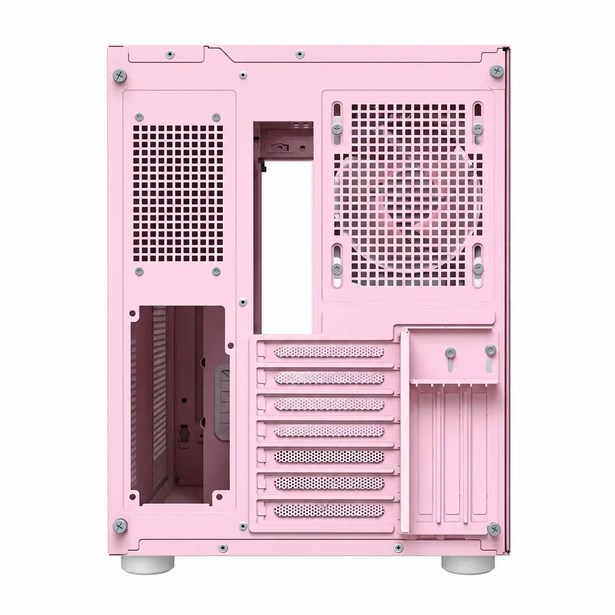 COUGAR FV150 RGB Pink mid tower PC case rear view with ventilation and expansion slots -tpstech.in