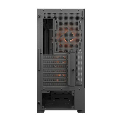 COUGAR MX230 RGB ARGB gaming PC case front angle view with three illuminated front fans -tpstech.in