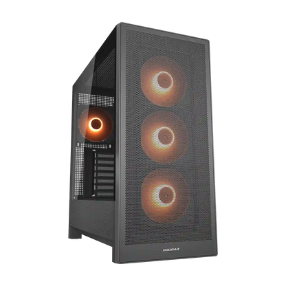 COUGAR MX230 RGB gaming PC case showing rear cable management area and PSU shroud layout -tpstech.in