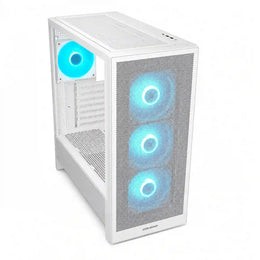 COUGAR MX230 RGB White mid tower PC case front view with three ARGB fans -tpstech.in