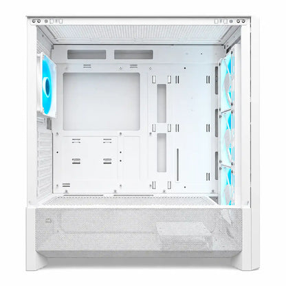 COUGAR MX230 RGB White PC case rear interior showing cable management and storage mounting areas -tpstech.in