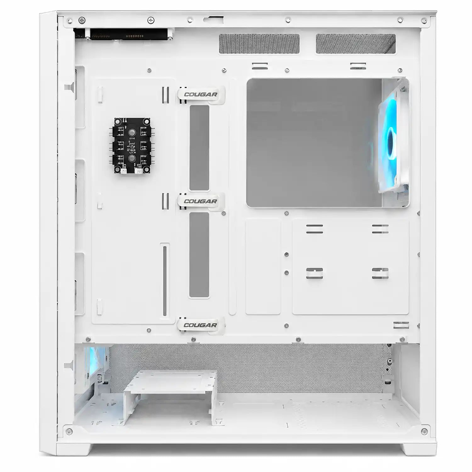 COUGAR MX230 RGB White gaming PC case rear view with expansion slots and rear ARGB fan -tpstech.in