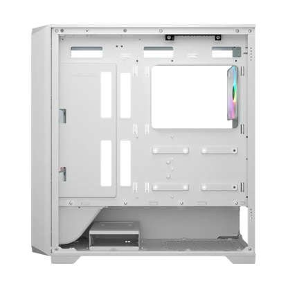 COUGAR MX600 Air White PC case rear interior showing cable management openings and storage mounting areas-tpstech.in