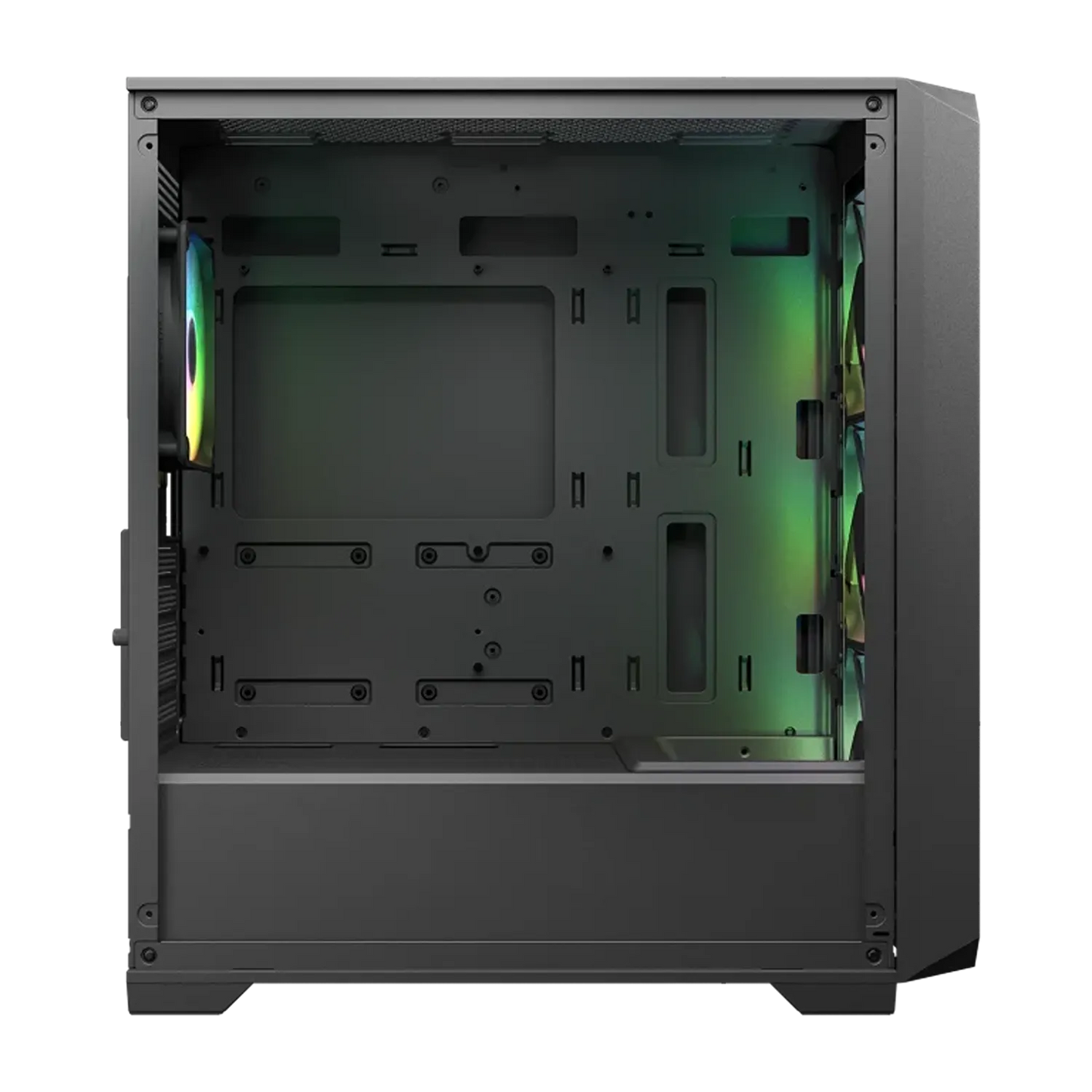 COUGAR MX600 Mini V2 Mini Tower PC case interior with motherboard mounting area and ARGB fans -tpstech.in