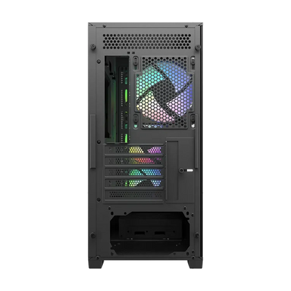 COUGAR MX600 Mini V2 Mini Tower gaming PC case rear view with ARGB exhaust fan and expansion slots -tpstech.in