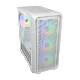 COUGAR MX600 Mini V2 White front side view gaming PC case with tempered glass side panel -tpstech.in