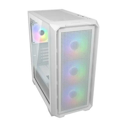 COUGAR MX600 Mini V2 White front side view gaming PC case with tempered glass side panel -tpstech.in