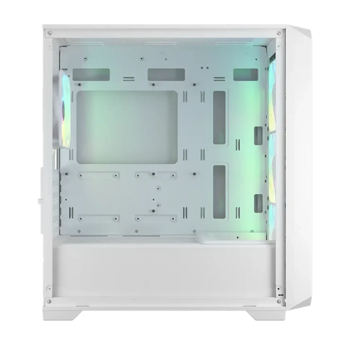 COUGAR MX600 Mini V2 White rear interior showing cable management openings and storage mounting points -tpstech.in