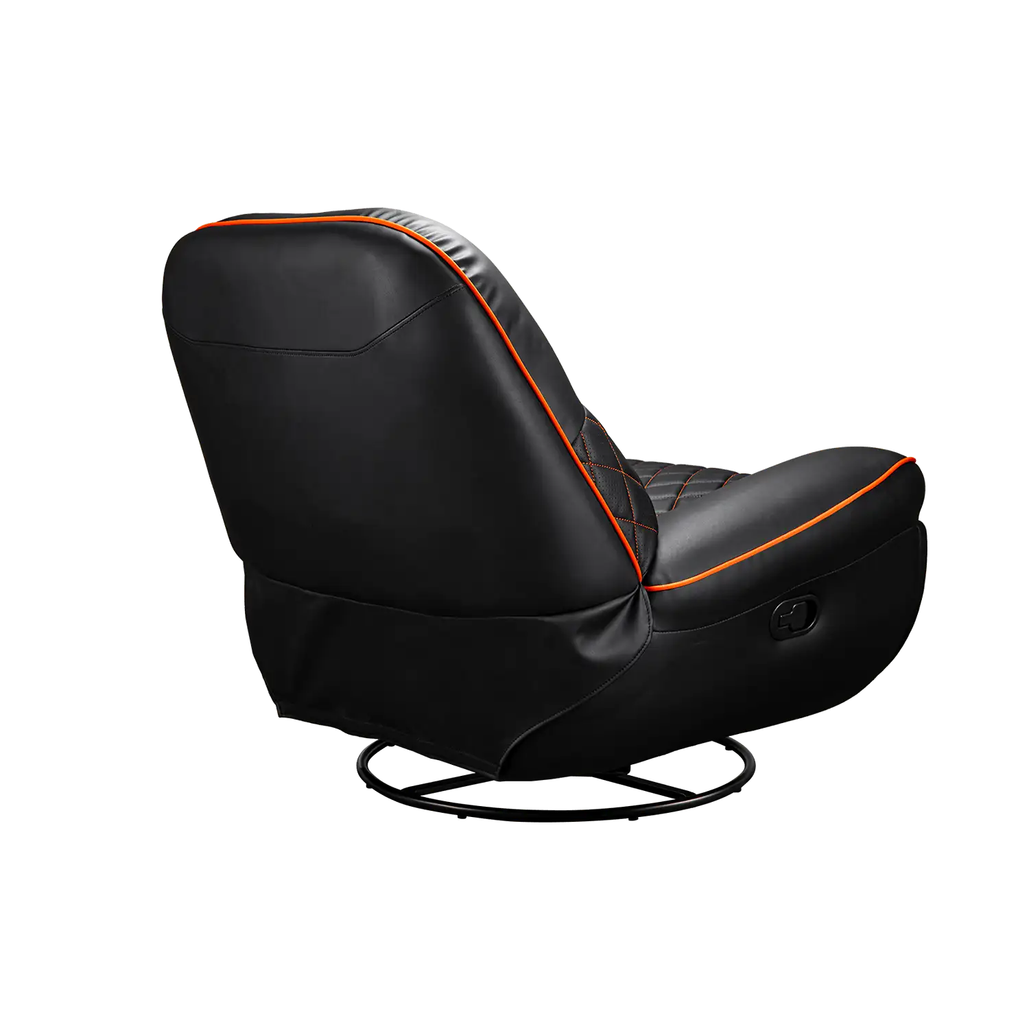 COUGAR Overlord gaming recliner sofa back side view with black upholstery and orange piping -tpstech.in