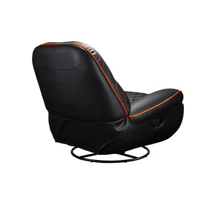 COUGAR Overlord gaming recliner sofa back side view with black upholstery and orange piping -tpstech.in