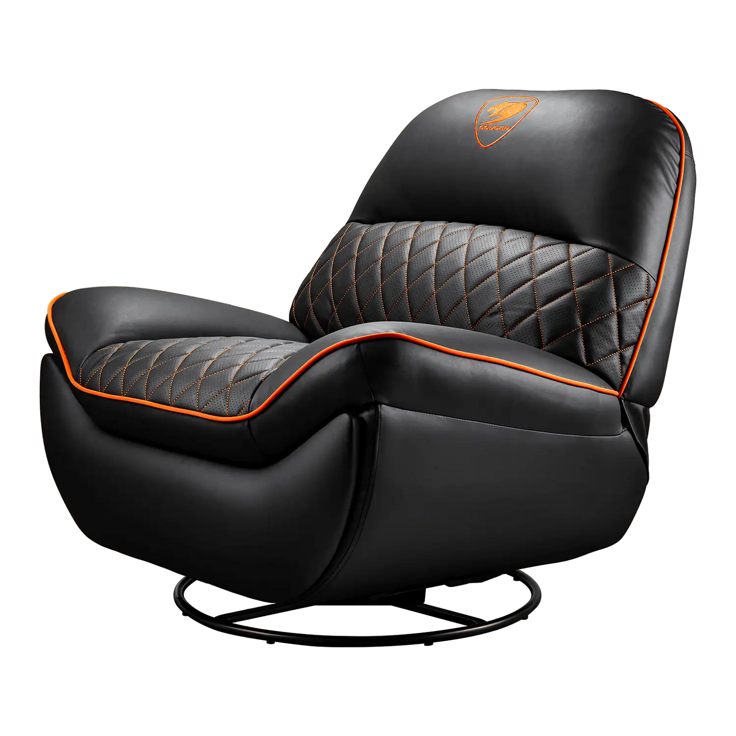 COUGAR Overlord gaming recliner sofa rear view showing padded backrest and swivel base -tpstech.in