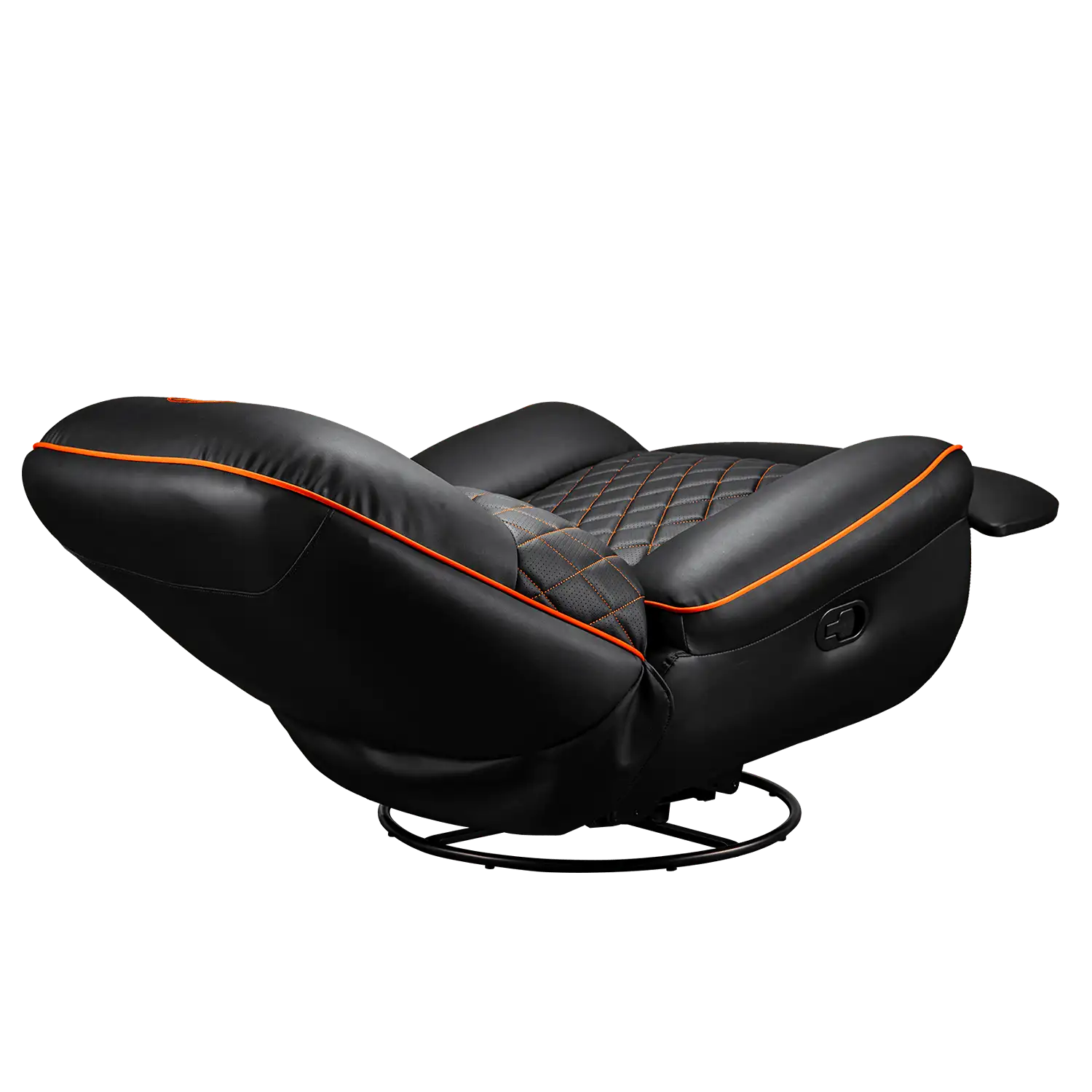 COUGAR Overlord gaming recliner sofa reclined position showing wide cushioned seat and swivel base -tpstech.in
