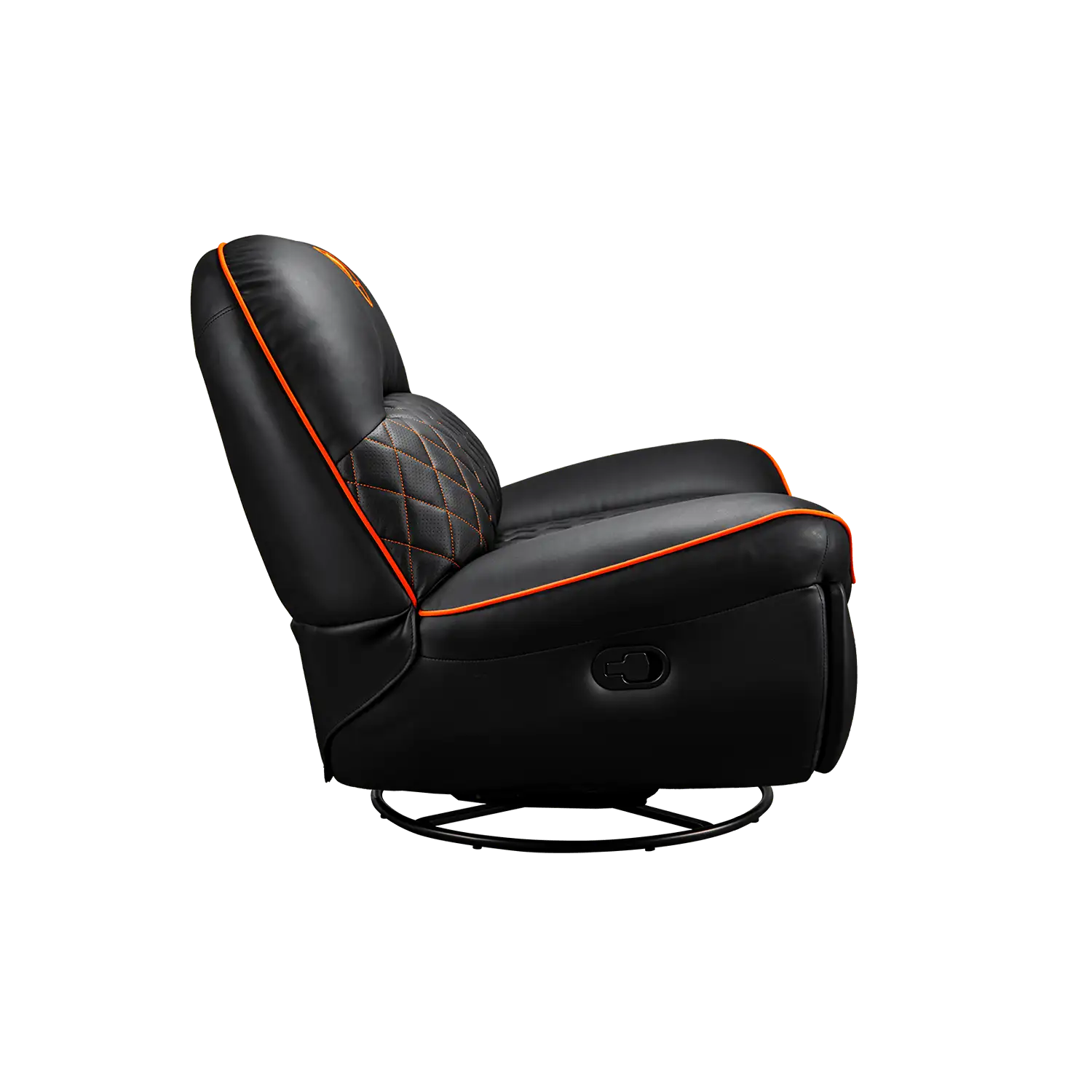 COUGAR Overlord gaming recliner sofa side view with reclining mechanism and padded armrest -tpstech.in