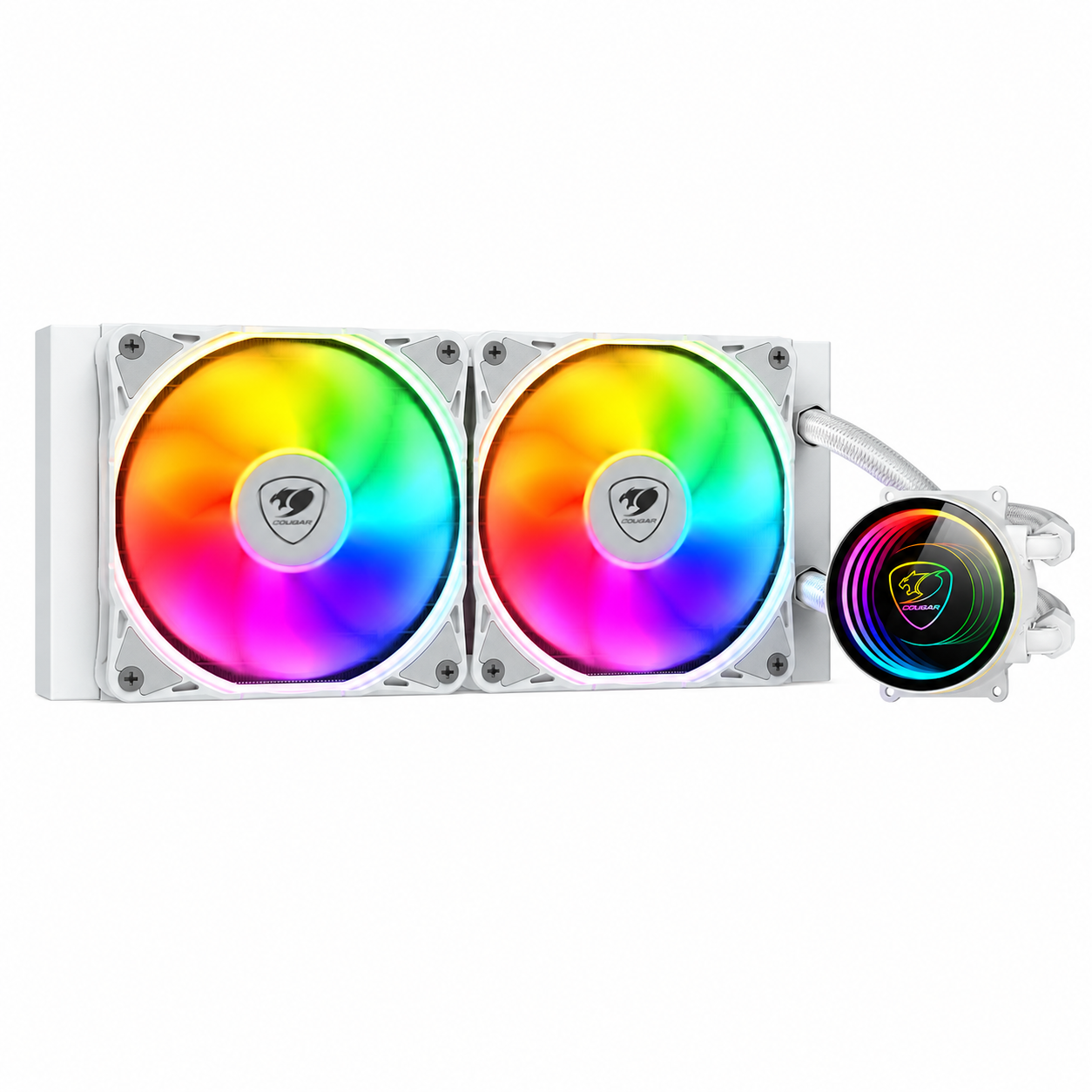 COUGAR Poseidon Elite ARGB 240 White AIO liquid CPU cooler with dual ARGB fans and radiator -tpstech.in