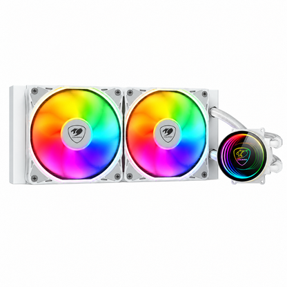 COUGAR Poseidon Elite ARGB 240 White AIO liquid CPU cooler with dual ARGB fans and radiator -tpstech.in