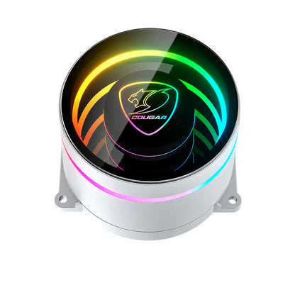 COUGAR Poseidon Elite ARGB 240 White infinity mirror ARGB pump head with illuminated COUGAR logo -tpstech.in