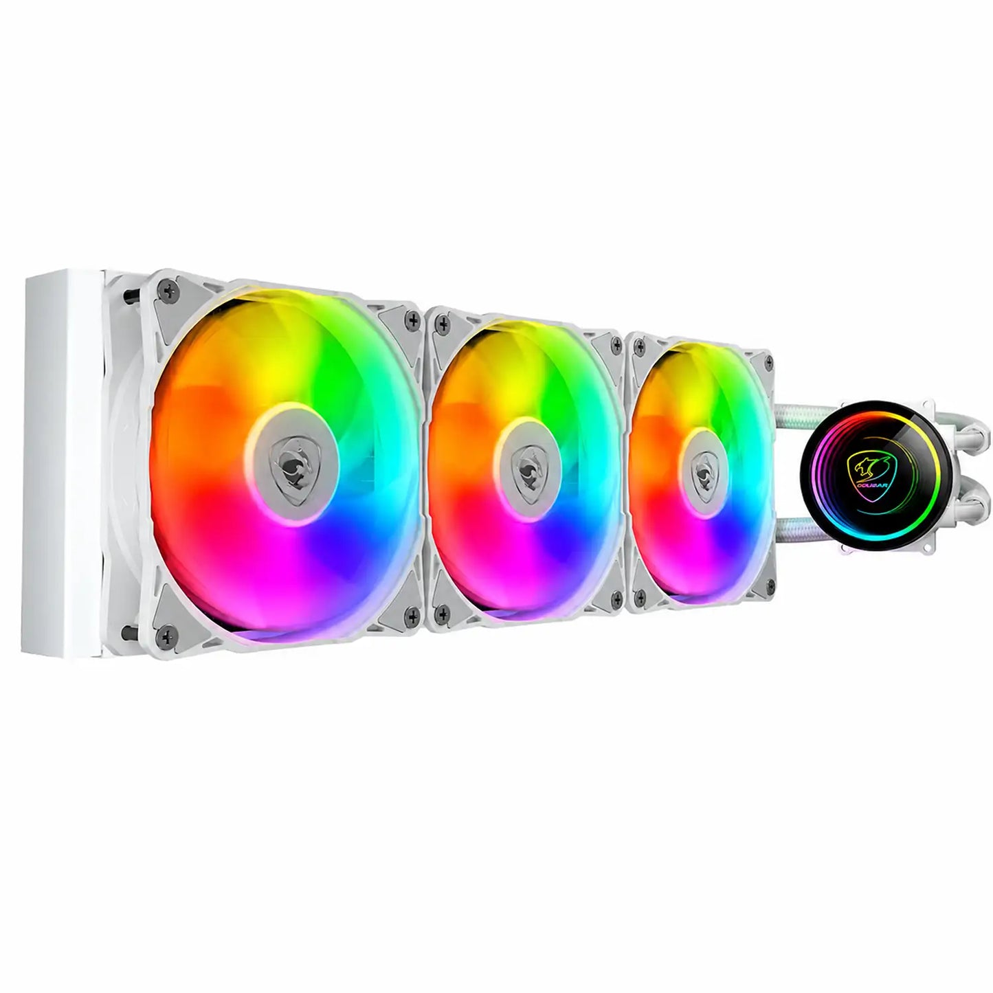 COUGAR Poseidon Elite ARGB 360 White AIO liquid CPU cooler with triple ARGB fans and radiator -tpstech.in