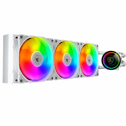 COUGAR Poseidon Elite ARGB 360 White AIO liquid CPU cooler with triple ARGB fans and radiator -tpstech.in
