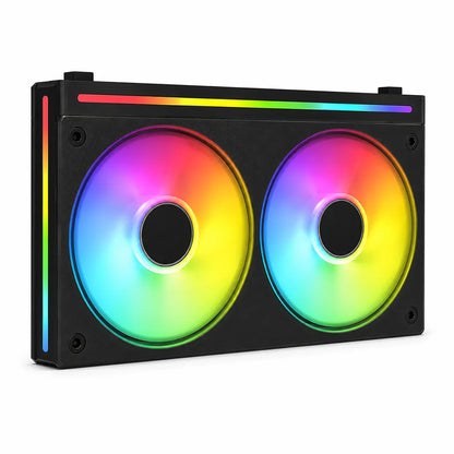 Cougar Unity240-FB ARGB 240mm Single-Frame PWM Fan left angle view showcasing dual ARGB fans and illuminated side light strip -tpstech.in