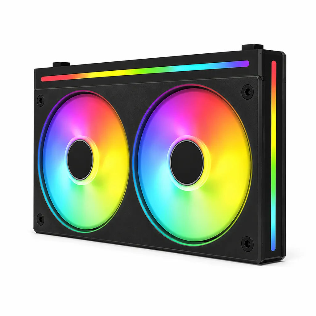 Cougar Unity240-FB ARGB 240mm Single-Frame PWM Fan right angle view featuring vibrant ARGB lighting and premium black single-frame design -tpstech.in