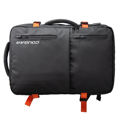 COUGAR VANGUARD laptop backpack close-up showing external USB-A charging port and secure buckle-tpstech.in