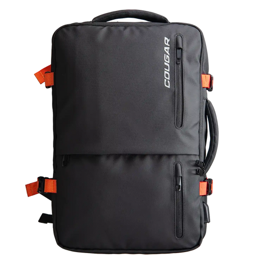 COUGAR VANGUARD 17.3-inch travel laptop backpack front view with multiple compartments-tpstech.in
