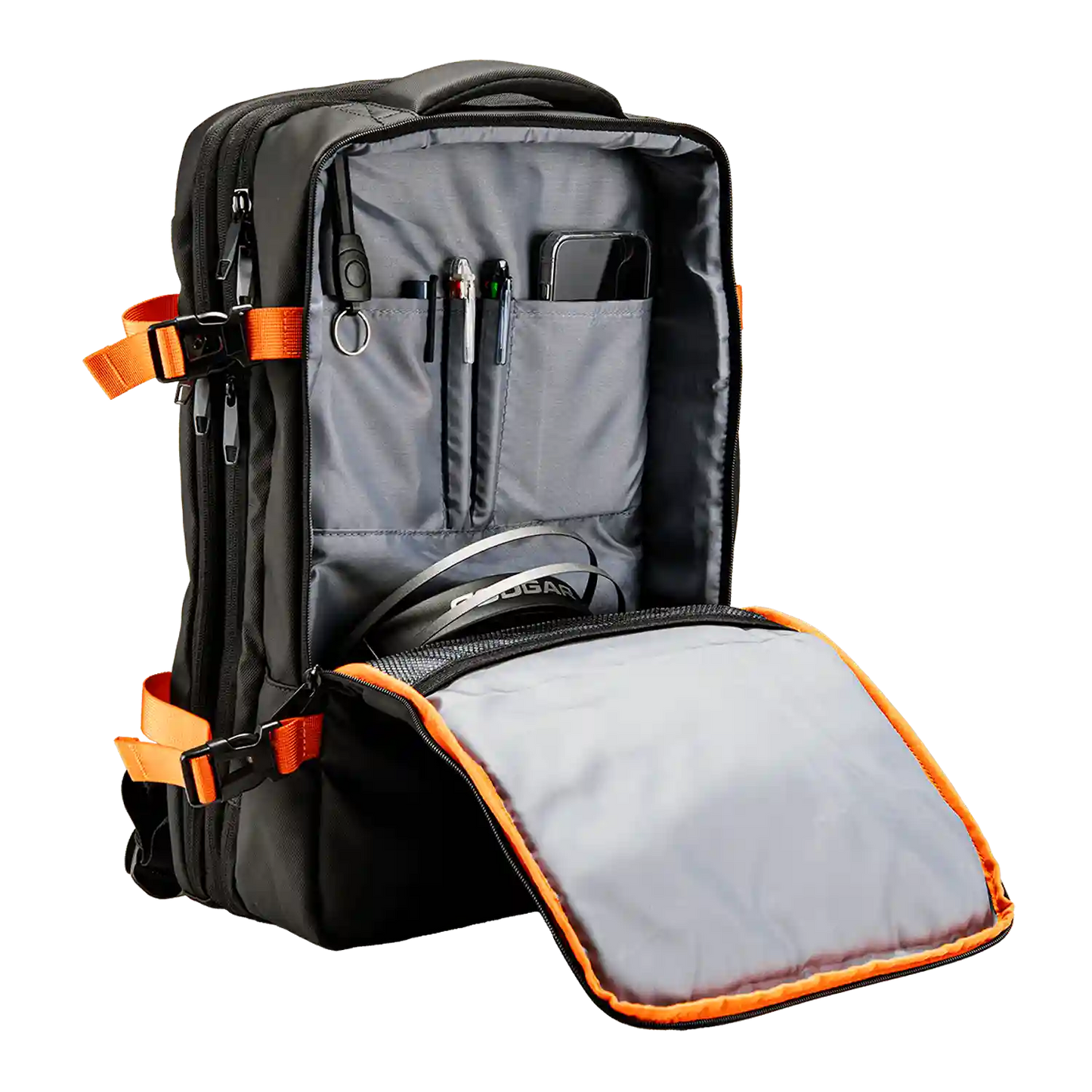 COUGAR VANGUARD laptop backpack organized interior with device, accessory and storage compartments-tpstech.in