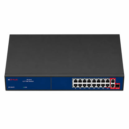 CP PLUS CP-ANW-HP16G2F1-N30 16-Port AI PoE Switch top front view for CCTV and enterprise networking applications -tpstech.in
