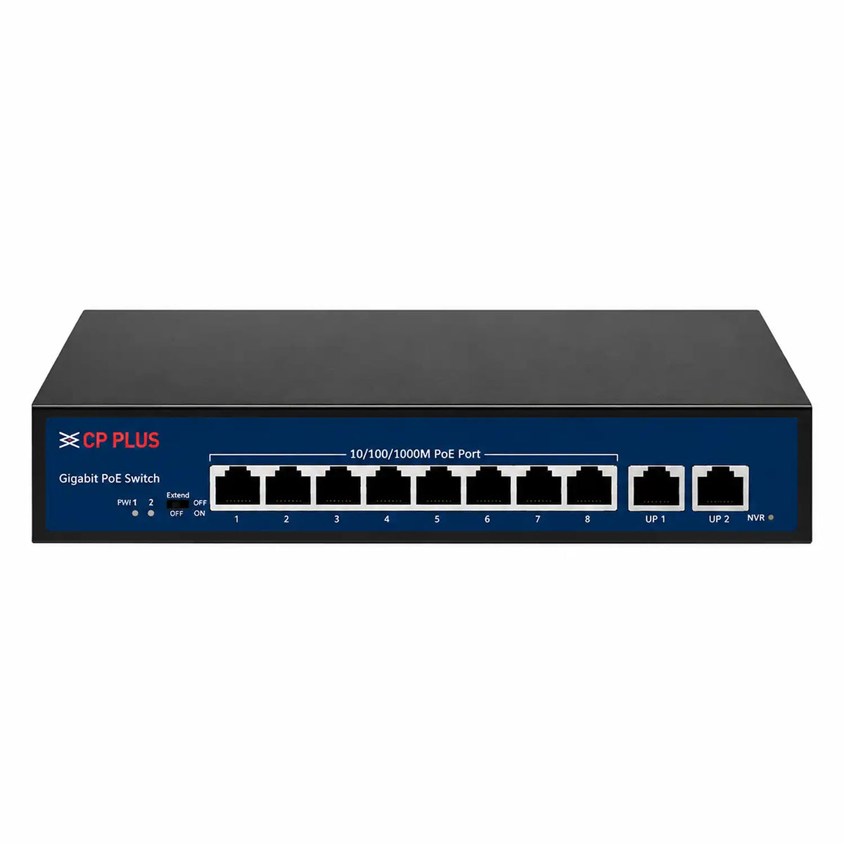CP PLUS CP-DNW-GPU8G2-96-V3 8 Port Gigabit PoE Switch Front Ethernet Ports View -tpstech.in