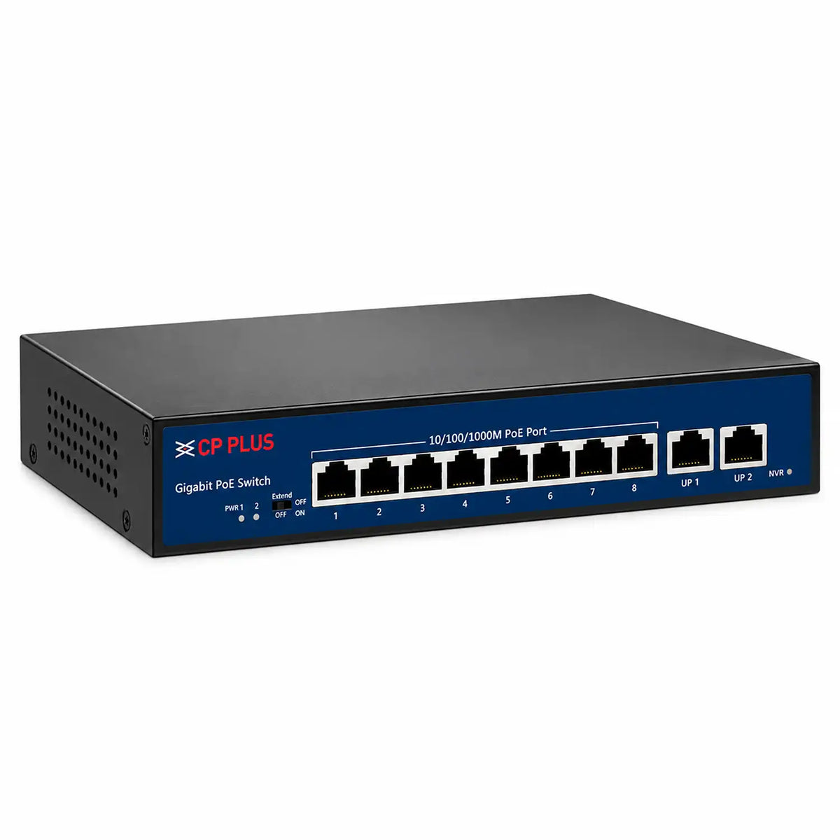 CP PLUS CP-DNW-GPU8G2-96-V3 8 Port Gigabit PoE Switch Left Perspective Angle -tpstech.in